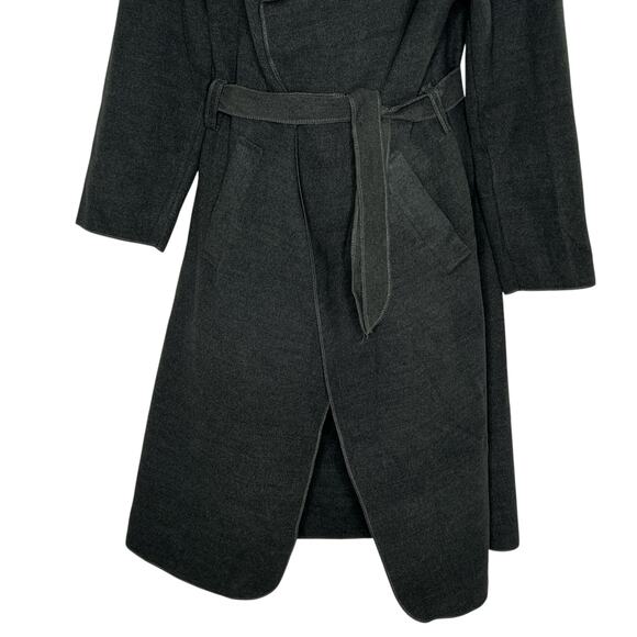 Made in Italy OS Charcoal Long Duster Jacket Belted Trench Coat - Picture 5 of 9